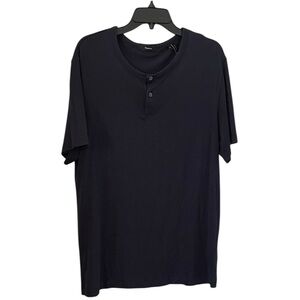 THEORY | Men’s Navy Blue Gaskell H. Anemone Henley Two Button Top Size XL